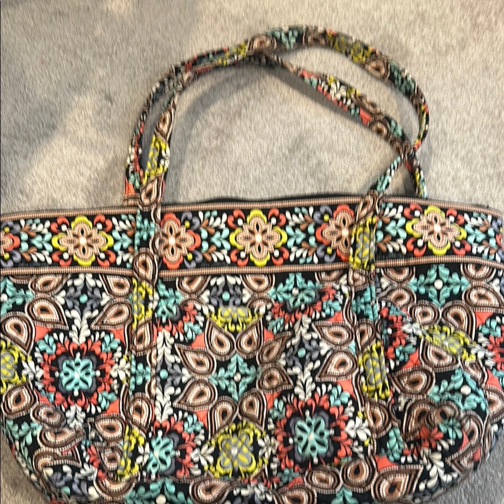 Vera Bradley Black and Red Tote Bag with Intricate Pattern